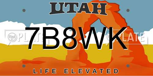 7B8WK Utah License Plate