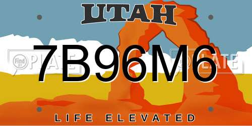 7B96M6 Utah License Plate