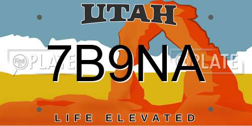 7B9NA Utah License Plate