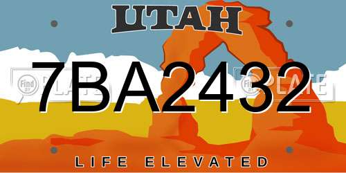 7BA2432 Utah License Plate