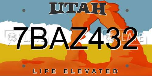 7BAZ432 Utah License Plate
