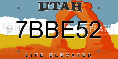 7BBE52 Utah License Plate