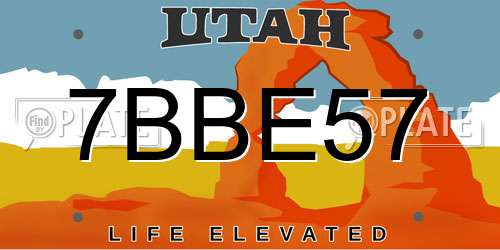 7BBE57 Utah License Plate