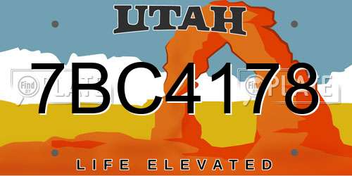 7BC4178 Utah License Plate