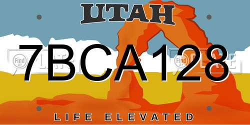 7BCA128 Utah License Plate