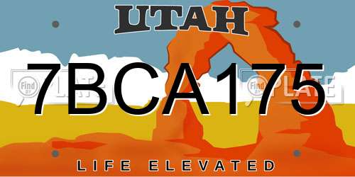 7BCA175 Utah License Plate