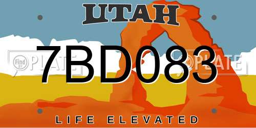 7BD083 Utah License Plate