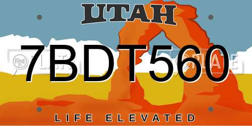 7BDT560 Utah License Plate