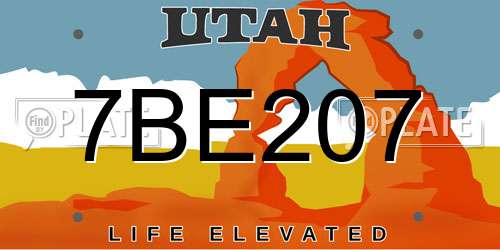 7BE207 Utah License Plate