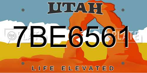 7BE6561 Utah License Plate
