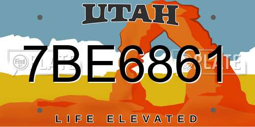 7BE6861 Utah License Plate