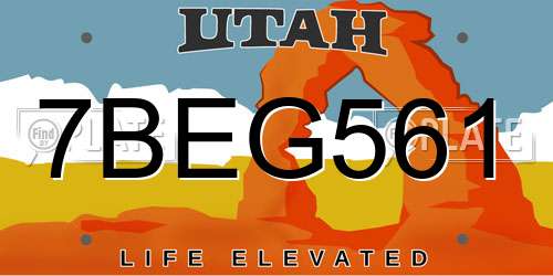 7BEG561 Utah License Plate