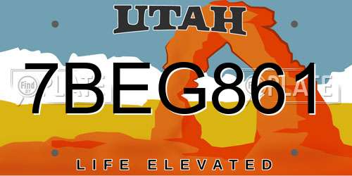 7BEG861 Utah License Plate