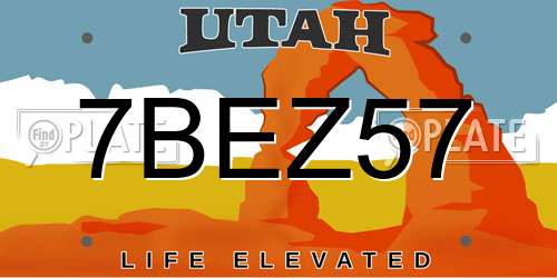 7BEZ57 Utah License Plate