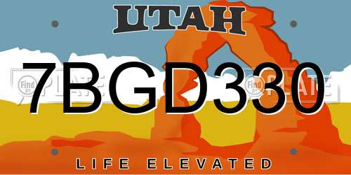7BGD330 Utah License Plate