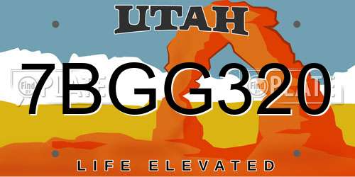 7BGG320 Utah License Plate