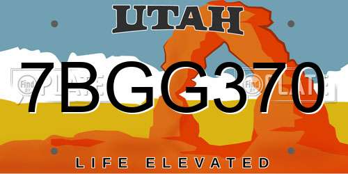 7BGG370 Utah License Plate