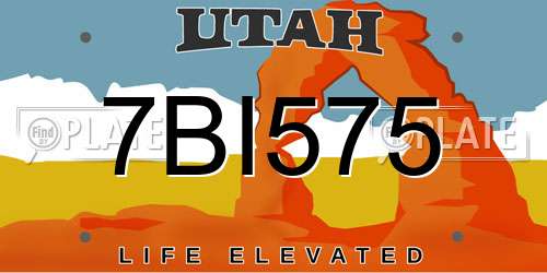 7BI575 Utah License Plate