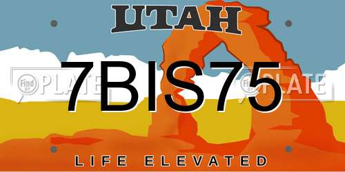 7BIS75 Utah License Plate