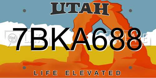 7BKA688 Utah License Plate