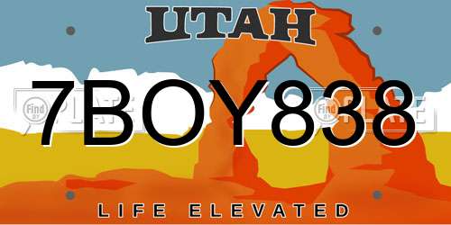 7BOY838 Utah License Plate