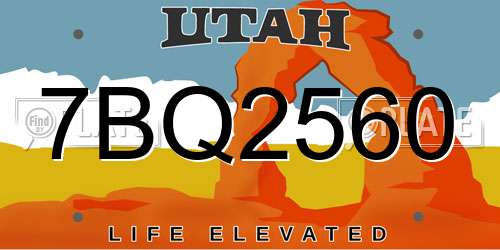7BQ2560 Utah License Plate