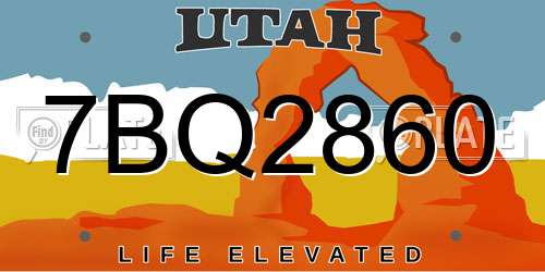 7BQ2860 Utah License Plate