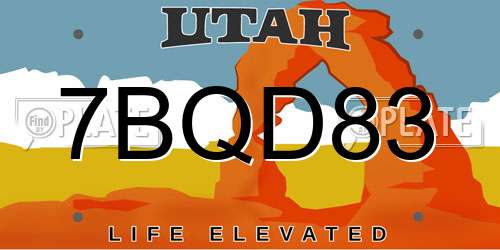 7BQD83 Utah License Plate