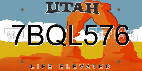 7BQL576 Utah License Plate