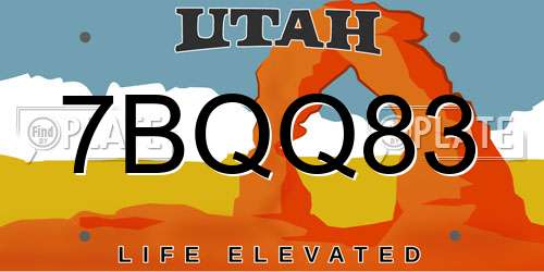 7BQQ83 Utah License Plate