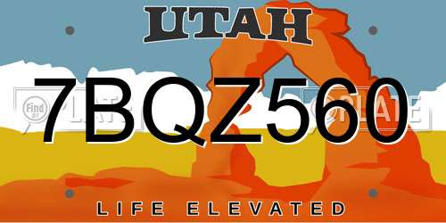 7BQZ560 Utah License Plate