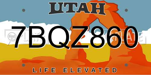 7BQZ860 Utah License Plate