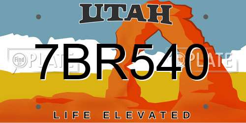 7BR540 Utah License Plate