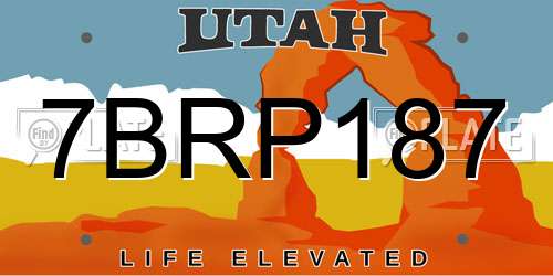7BRP187 Utah License Plate