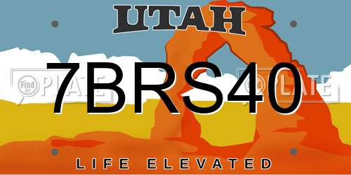 7BRS40 Utah License Plate