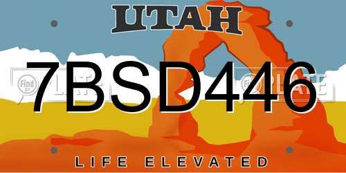 7BSD446 Utah License Plate