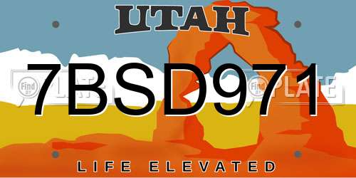 7BSD971 Utah License Plate