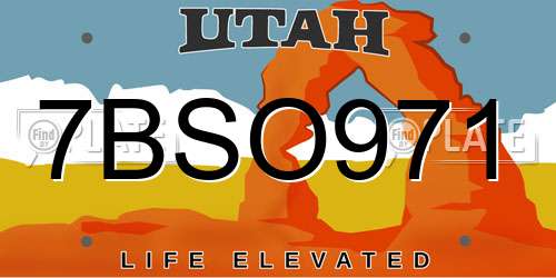7BSO971 Utah License Plate