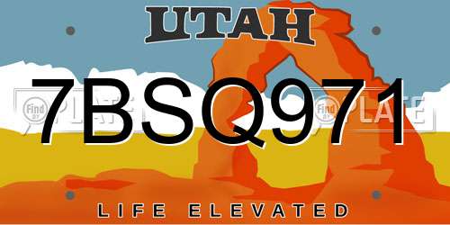 7BSQ971 Utah License Plate
