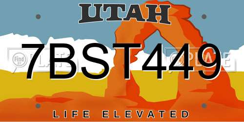 7BST449 Utah License Plate