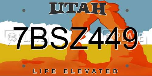 7BSZ449 Utah License Plate