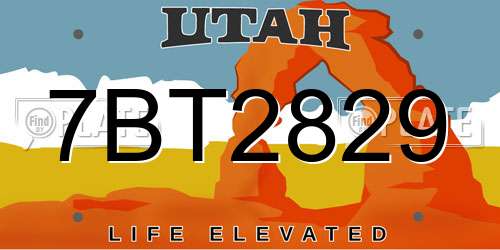 7BT2829 Utah License Plate