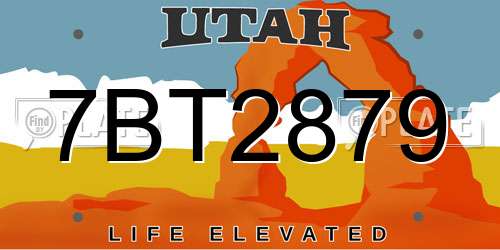 7BT2879 Utah License Plate