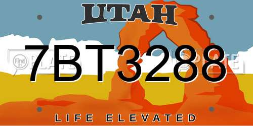 7BT3288 Utah License Plate