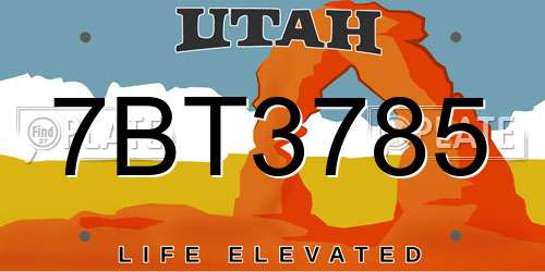 7BT3785 Utah License Plate