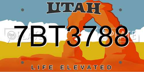 7BT3788 Utah License Plate
