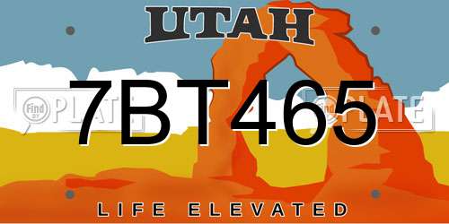 7BT465 Utah License Plate
