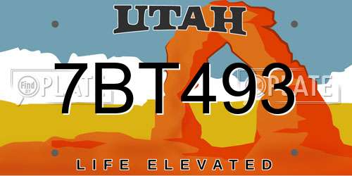7BT493 Utah License Plate