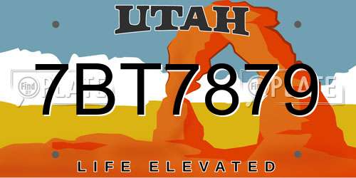 7BT7879 Utah License Plate