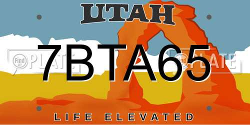 7BTA65 Utah License Plate